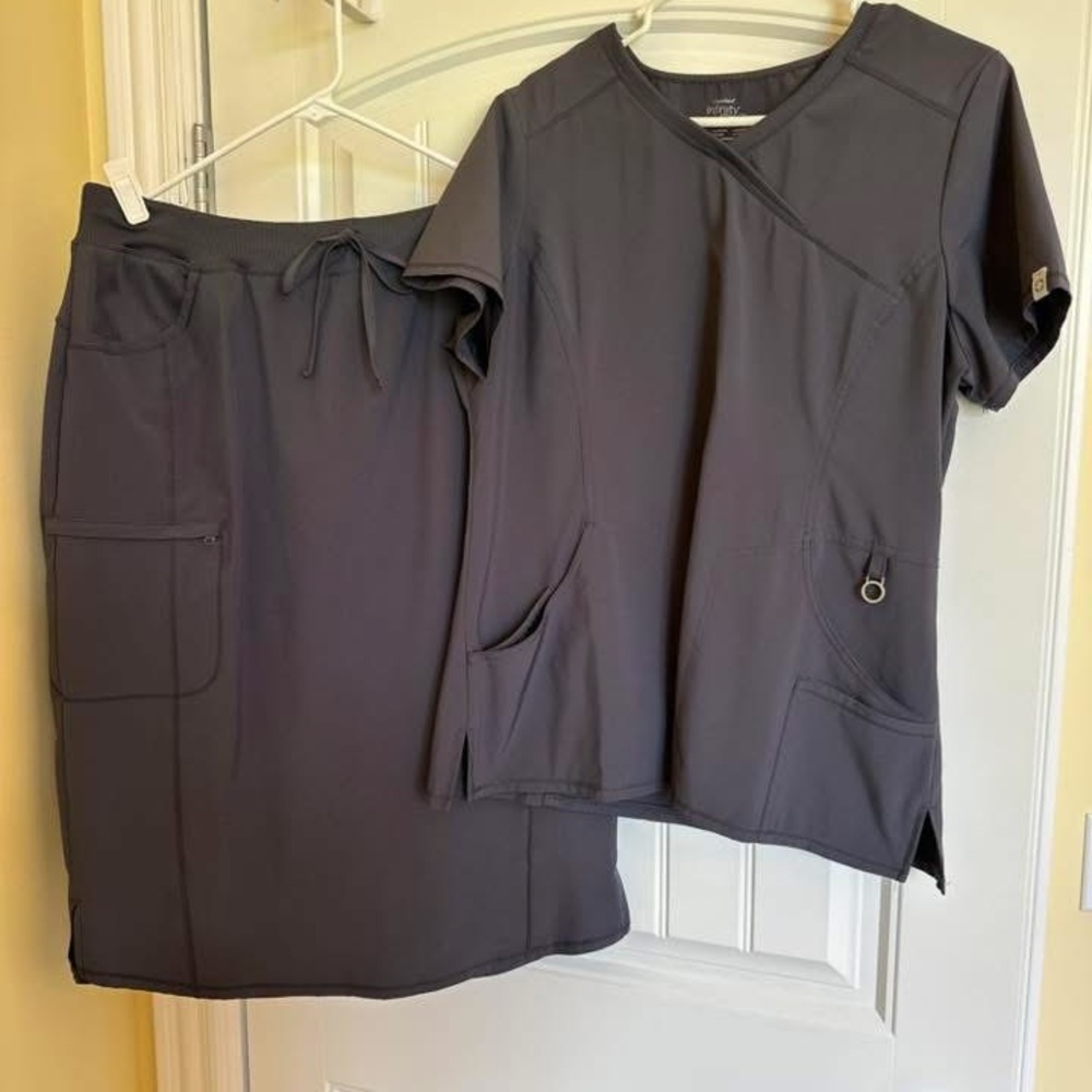 Gray Women's Scrub Skirt set